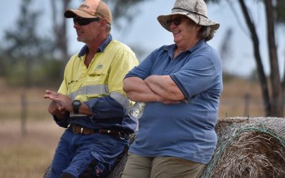 Barry Collett, Todsure, and Leanne Groocock, Three Mile, listen to a discussion about monitoring and maintenance of remediated erosion sites.