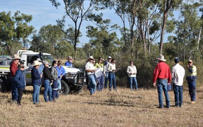 The Scottville Cluster Group field day brought together landholders, mining and council representatives, earthworks contractors and guest presenter soil conservation technical adviser Bob Shepherd, of DAF.