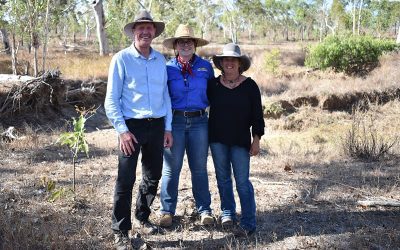 NQ Dry Tropics' Rod Kerr and Sheyanne Frisby with Mount Pleasant grazier Garlone Moulin (right).