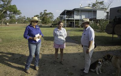 Wade Agriculture Consultants principal Jim Wade with NQ Dry Tropics Grazing Field Officer Adrienne Hall (left), and Jo Travers, Sutherland Station.