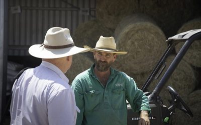 Wade Agriculture Consultants principal Jim Wade (left), talks with Paul Thorogood at Sutherland Station.