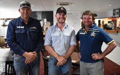 DAF presenter JimFletcher is flanked by NQ Dry Tropics Grazing Field Officer Mick Shannon (left), and Shane Jameson.