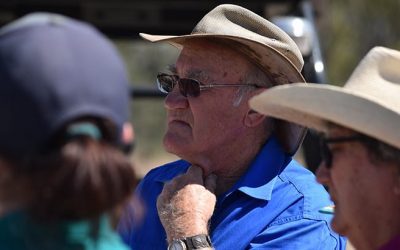 Grazier Gary Sloan listens intently.