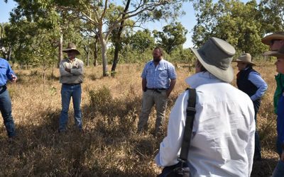 Barry O'Sullivan, Glenalpine Station, he and wife Leanne hosted one of the Dr Christine Jones soil workshops, Terry Vail, Salisbury Plains, Richard Colls, Legasea, Dyan Hughes, Wentworth, Pat Bitmead, Glenalpine, Sheridan Callcott, NQ Dry Tropics LDC project, and back facing camera, Dr Christine Jones.