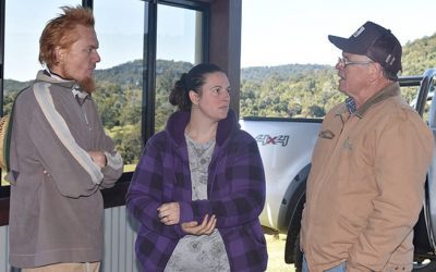 Chad and Charlotte Aish take the opportunity to discuss GRT management strategies with DAF's John Reeve.