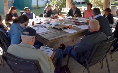 The LDC project holds most of its project panel meetings in the BBB - and we're in the heart of the BBB for this meeting - the gardens of the Bowen River Hotel, well watered and fed by the friendly and generous staff of this iconic establishment.