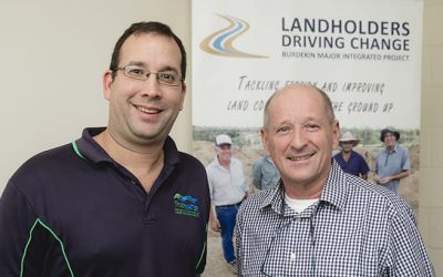 TropWater's Steve Lewis and Major Integrated Projects (MIPs) Steering Committee chair Bob Spiers. Landholders Driving Change is one of two major integrated projects funded by the Queensland Government through the Queensland Reef Water Quality Program. Mr Spiers is the independent chair of the steering committee that oversees both MIPs.