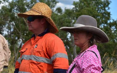 Rohan Lucas, of Verterra, and LDC project panel grazier representative Garlone Moulin at Strathalbyn.