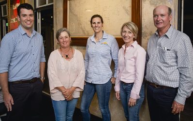 Pictured at the office of Great Barrier Reef meeting to disucss reef regulations are (from left): Rhys Watson Department of Environment and Science, Mt Pleasant Station grazier and Landholders Driving Change (LDC) Steering Panel member Garlone Moulin, LDC MERI Officer Barb Colls, Glenalpine Station grazier Leanne O'Sullivan and Glenlea Downs grazier Peter Anderson
