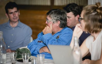 Tabletop Station grazier and Landholders Driving Change Steering Panel member Tom Murphy (centre) makes a point during the Office of Great Barrier Reef meeting to discuss the new reef regulationsas they apply to the grazing industry in the GBR catchment