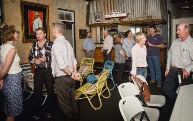 Small talk at the Grandview Hotel in Bowen during the Office of Great Barrier Reef's meeting to discuss reef regulations applicable to the grazing industry