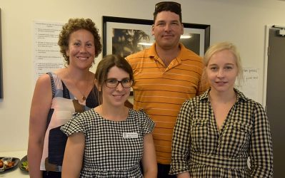 Round table facilitator Julia Telford, Kerry Hammett, DNRME, Buster O'Loughlin, Exevale, Meghan Blackburn, OGBR.