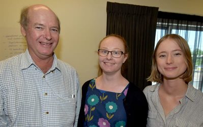 Peter Andersen, of Glenlea Downs, Jane Jamieson, DNRME and Alex Brown, DES.