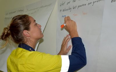 Jessica Szalinski, Glencore, at a workshop problem-solving session