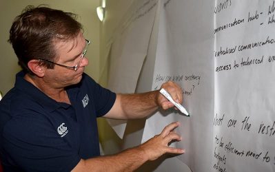 EIM’s Anatol Stremouchiw problem solving at the workshop