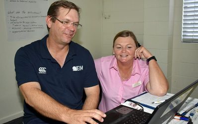 LDC Senior Project Officer Lisa Hutchinson with EIM’s Anatol Stremouchiw
