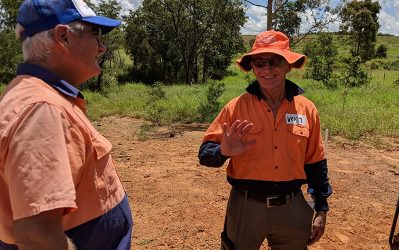 Grazier Garry Reed chats with Vern Veitch CivilQuip.