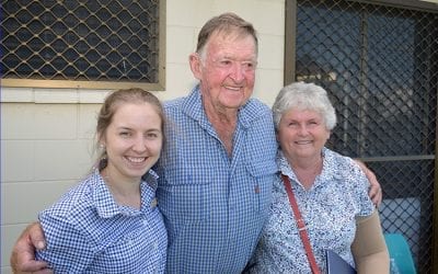 Regional Pest Management Project Officer Rachael Payne, pictured with Noel and Carmel Comerford, Turrawulla Station.