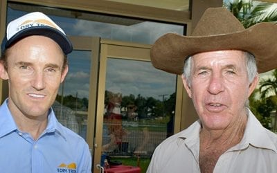 NQ Dry Tropics Land Remediation Officer Rodger Walker (left) with Glenmore Station grazier Jim Hillier.