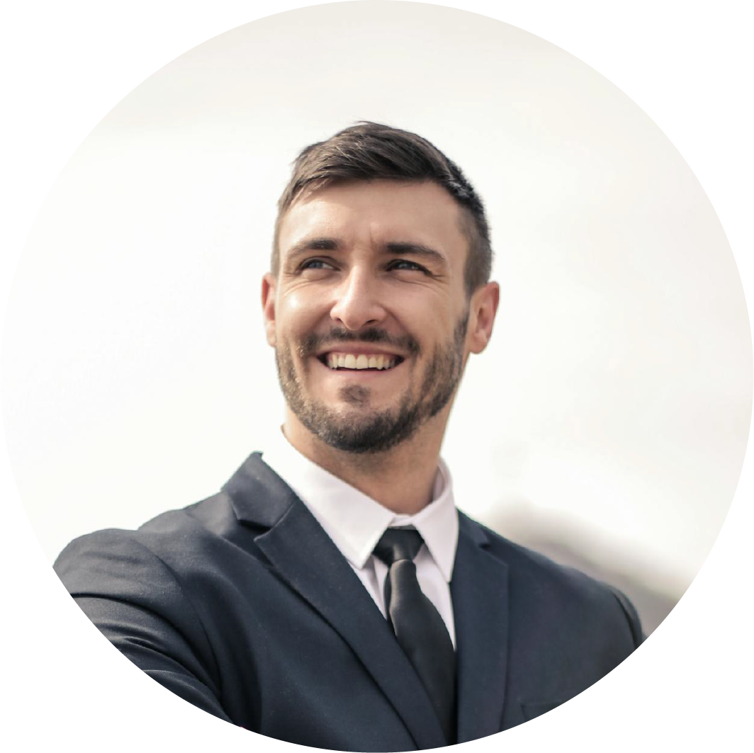 Icon of business man looking happy