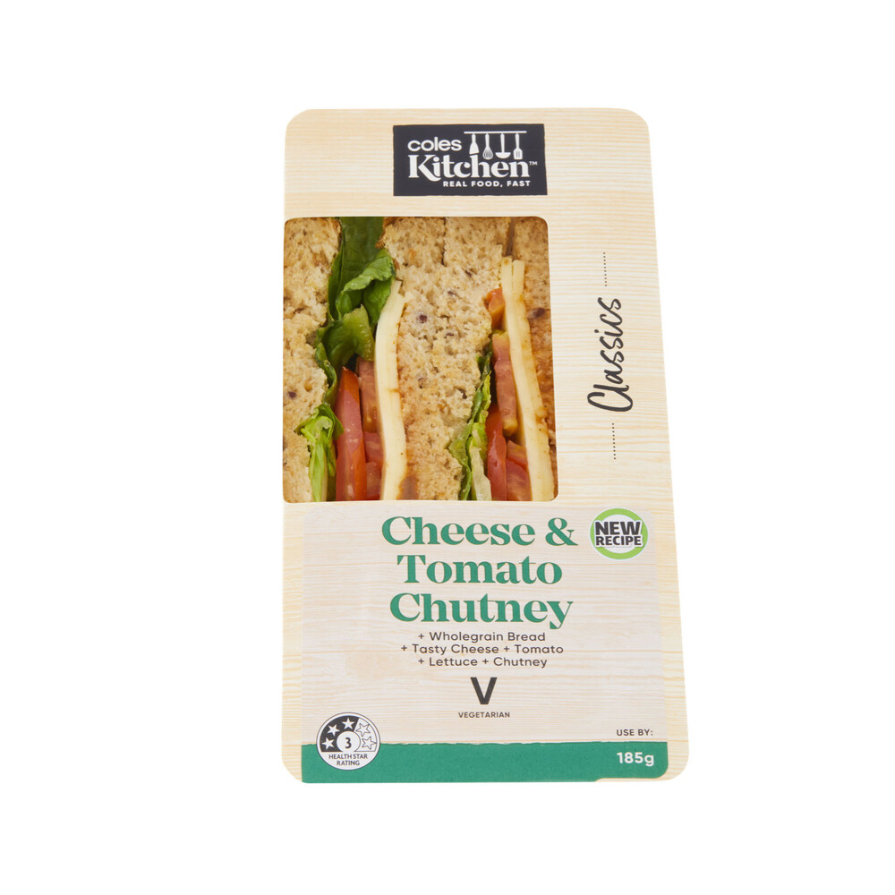 Coles Kitchen Tasty Cheese & Tomato Chutney Sandwich | 185g