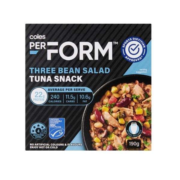 Coles Perform Tuna 3 Bean Salad | 190g