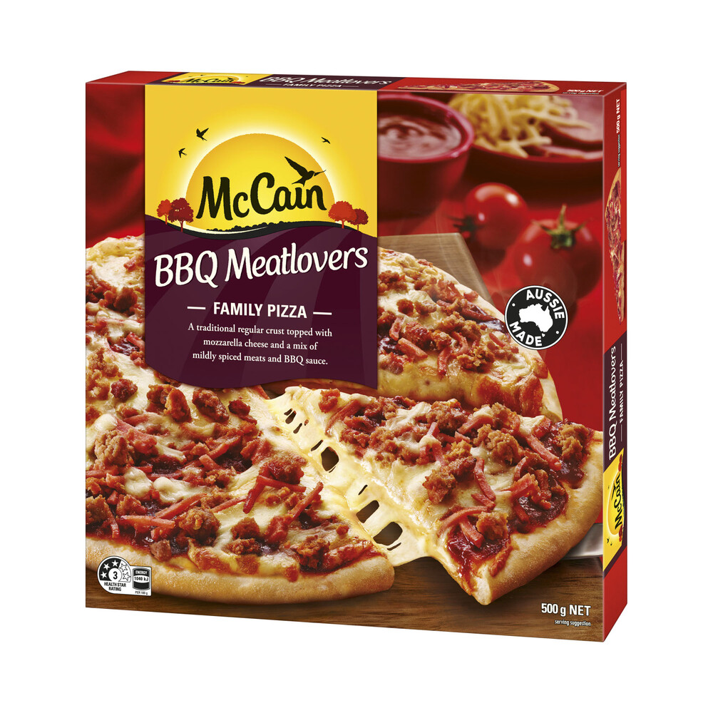 McCain Frozen BBQ Meatlovers Family Pizza | 500g