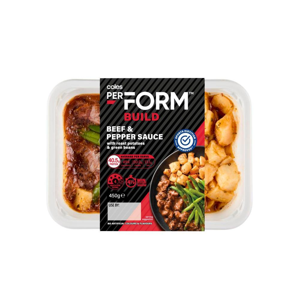 Coles Perform Build Beef & Pepper Sauce | 450g