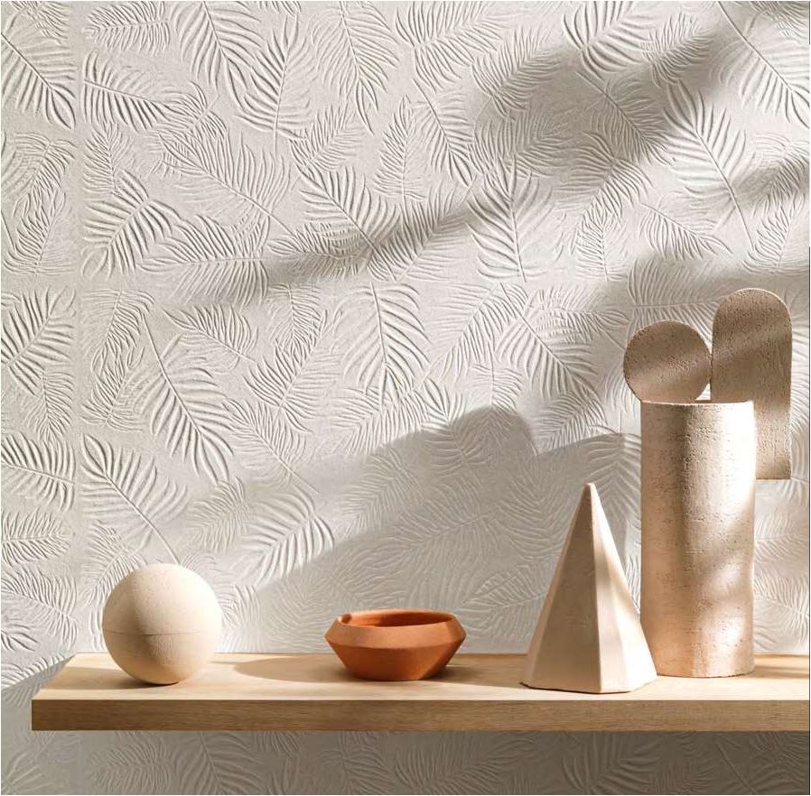 3D WALL CARVE LEAF WHITE