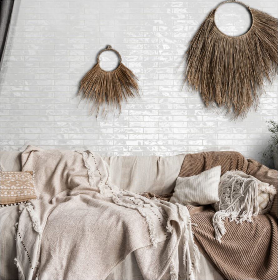 Charming White Gloss Subway Wavy
