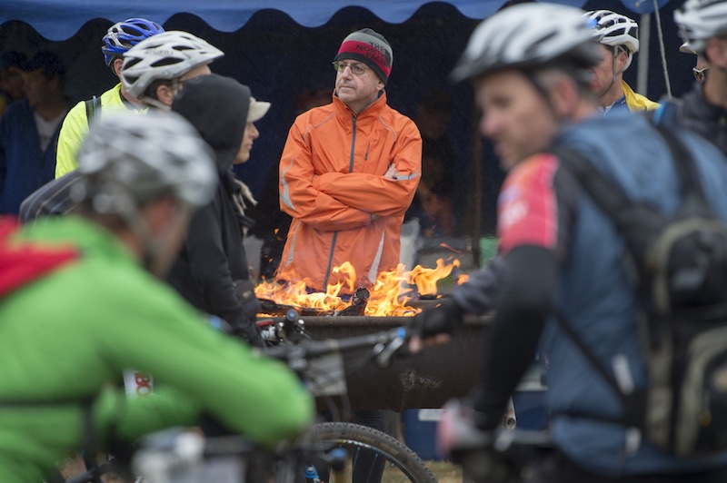 Keeping toasty pre-race. 