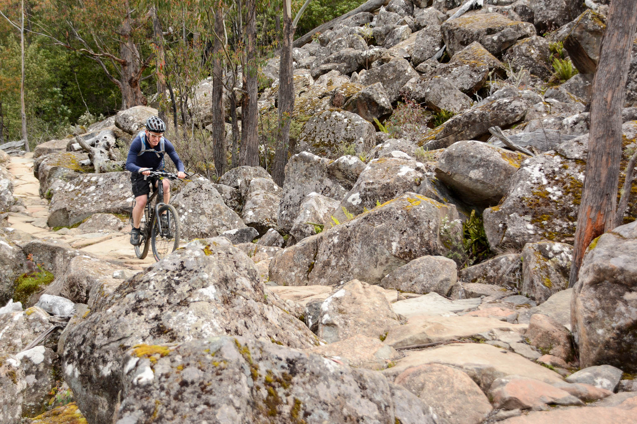 The rocks take some momentum to get over, but they’re not the type to spit you off line or make you feel unstable on the bike.