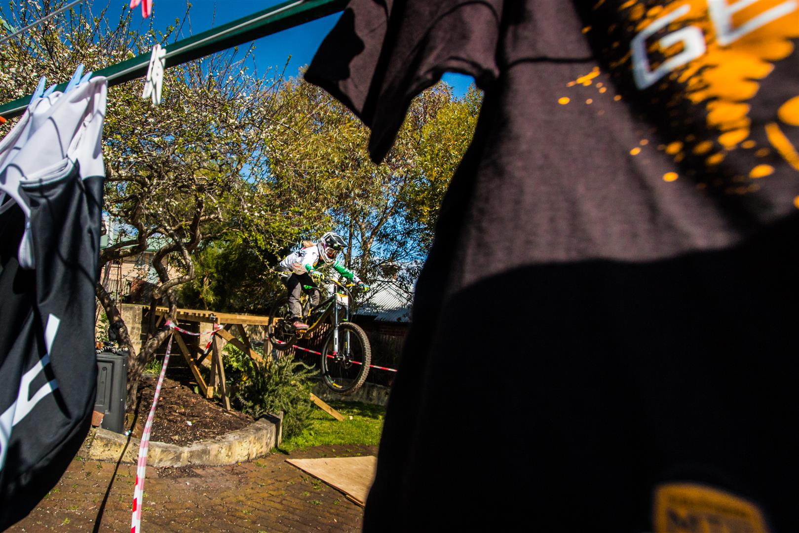 Tracey Hannah drops in on the washing in the urban downhill. 