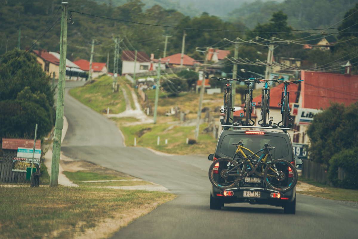 They see us rollin, the stealth Canyon van dripping with Canyon carbon mountain bikes.