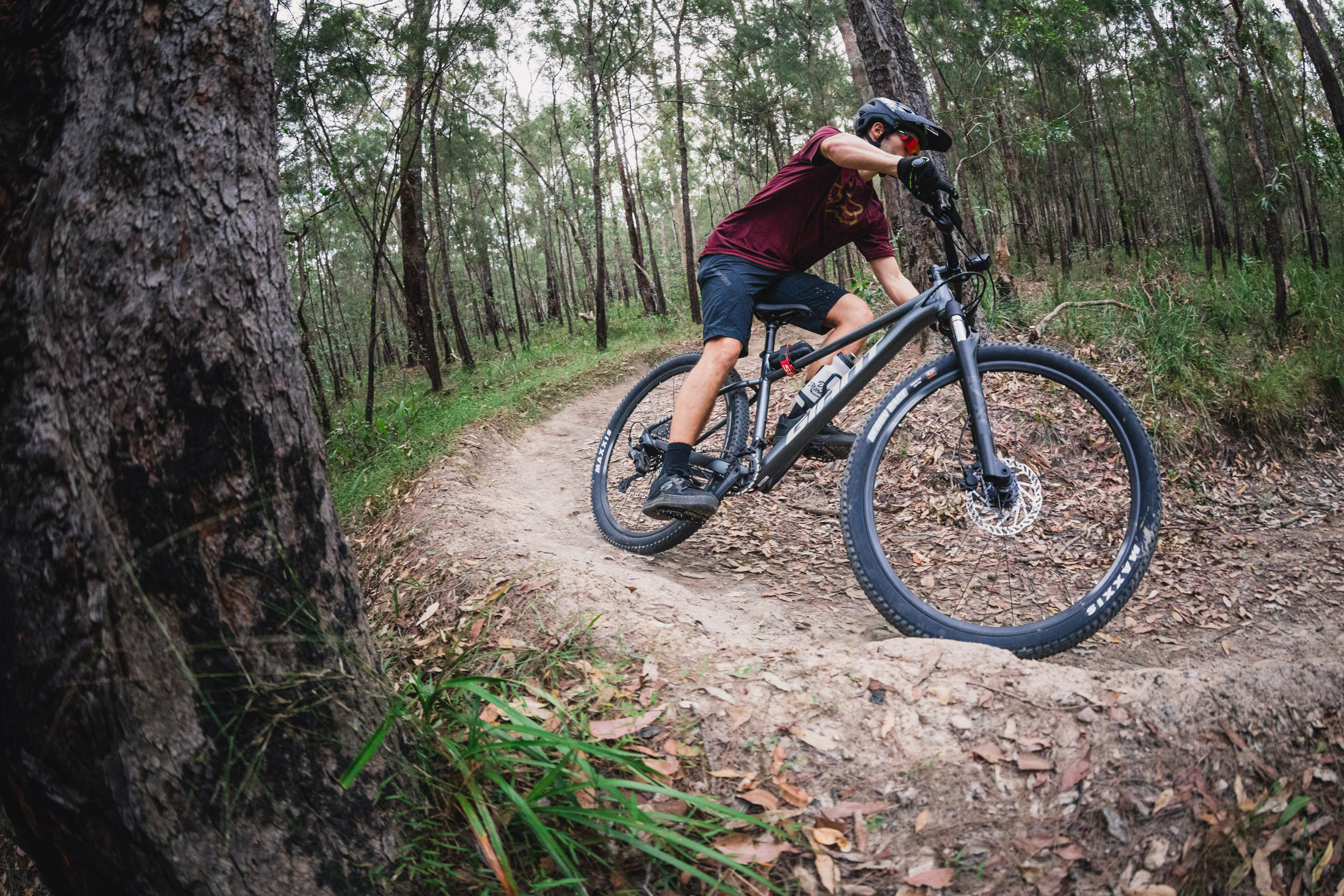 Rider cornering on the Talon