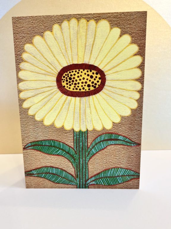 Greeting Card Louise Hamill Daisy With Gold Background Guildford