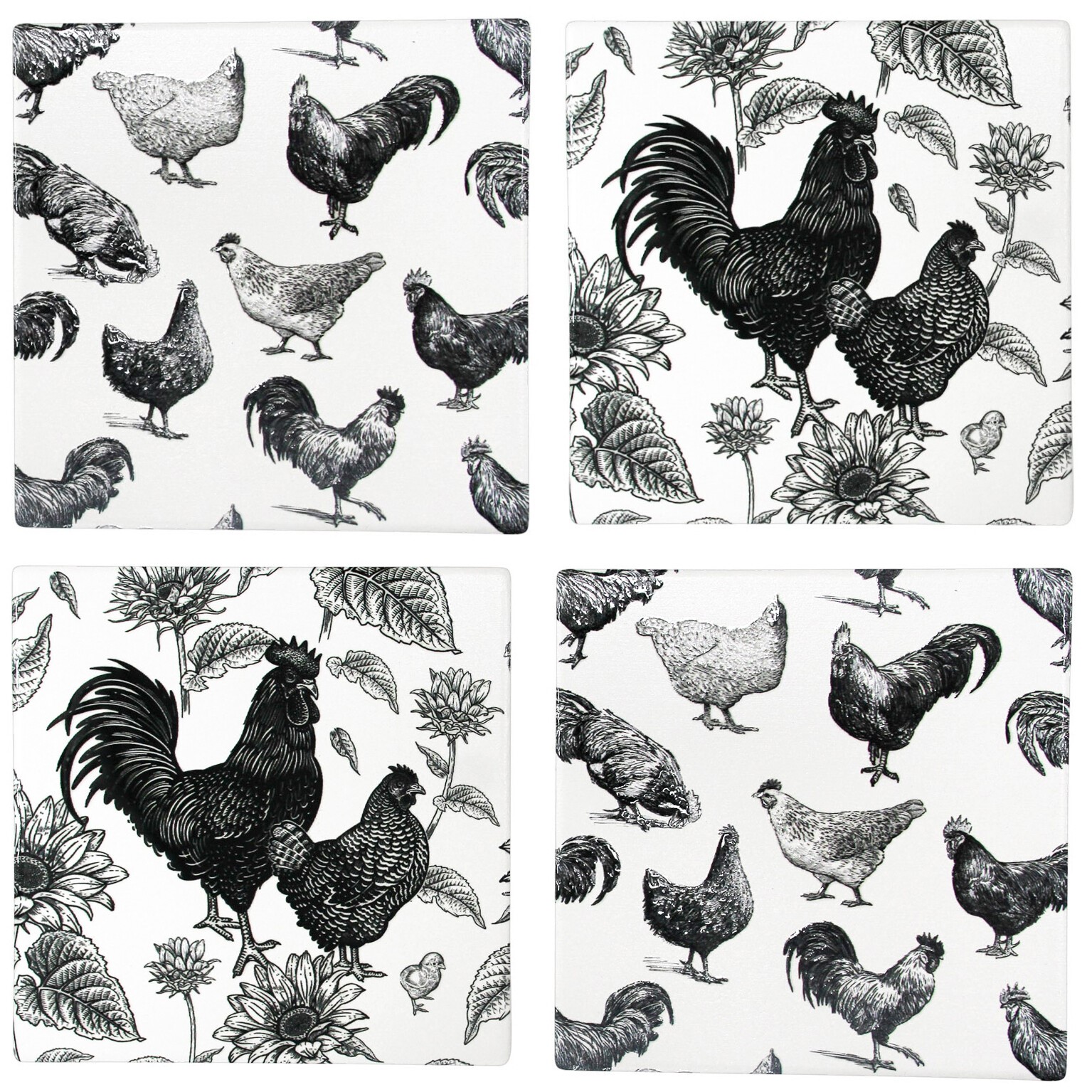 Coaster Set Roosters Resin Guildford Garden Centre