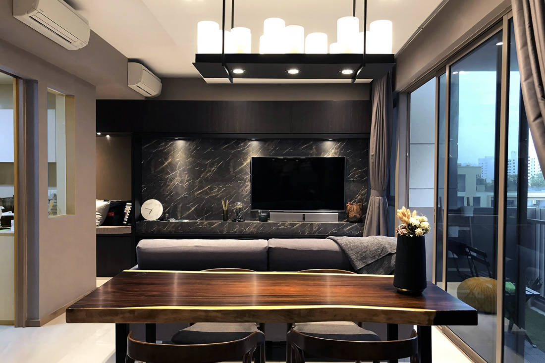 heavy use of laminates in condominium - living room designed by Nest Spatial Design