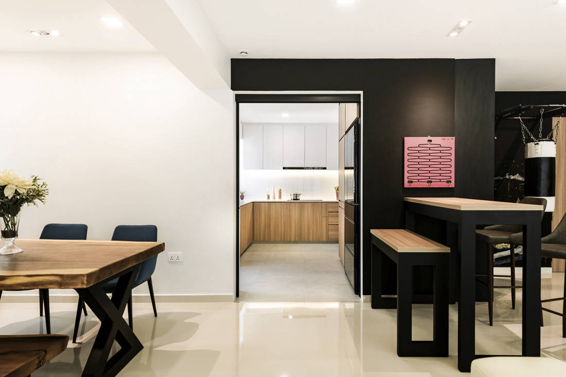 Creative approach to open-plan living in an HDB flat