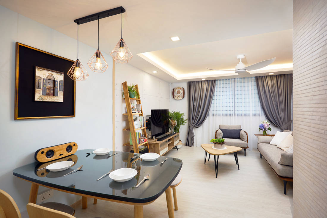 Scandinavian HDB resale flat living and dining by Design 4 Space