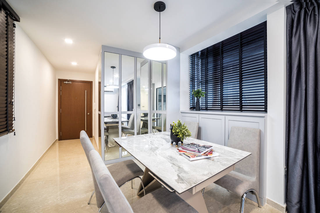 dining area in a compact apartment by Archive Design