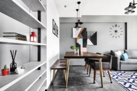 The effective use of bold colours and patterns to inject a fun vibe in this flat