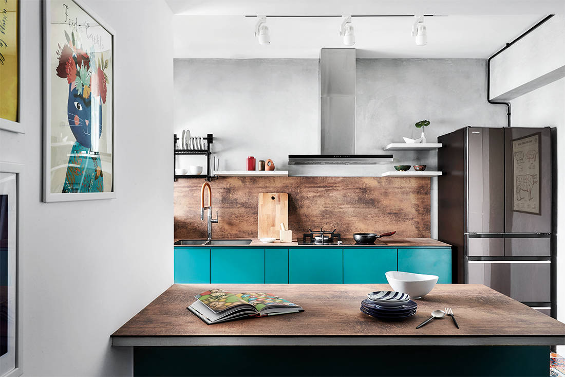 bold colours and patterns in HDB flat kitchen by IN-EXPAT (2)