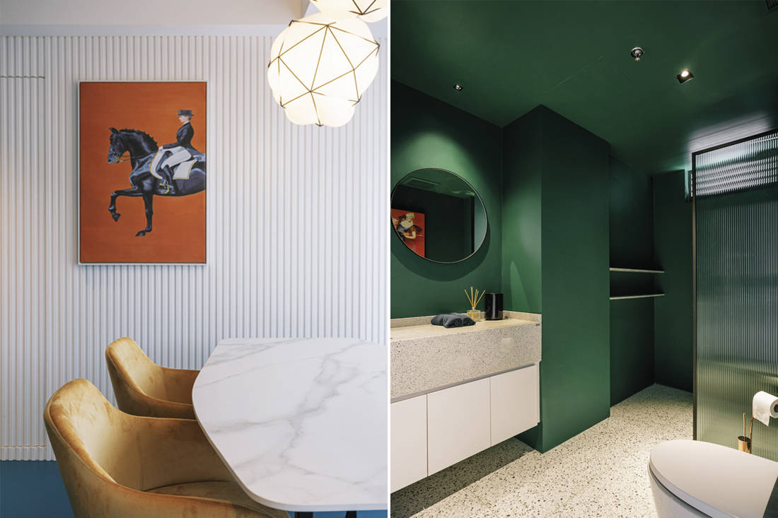 This interior uses vivid colour blocks to create dramatic spaces