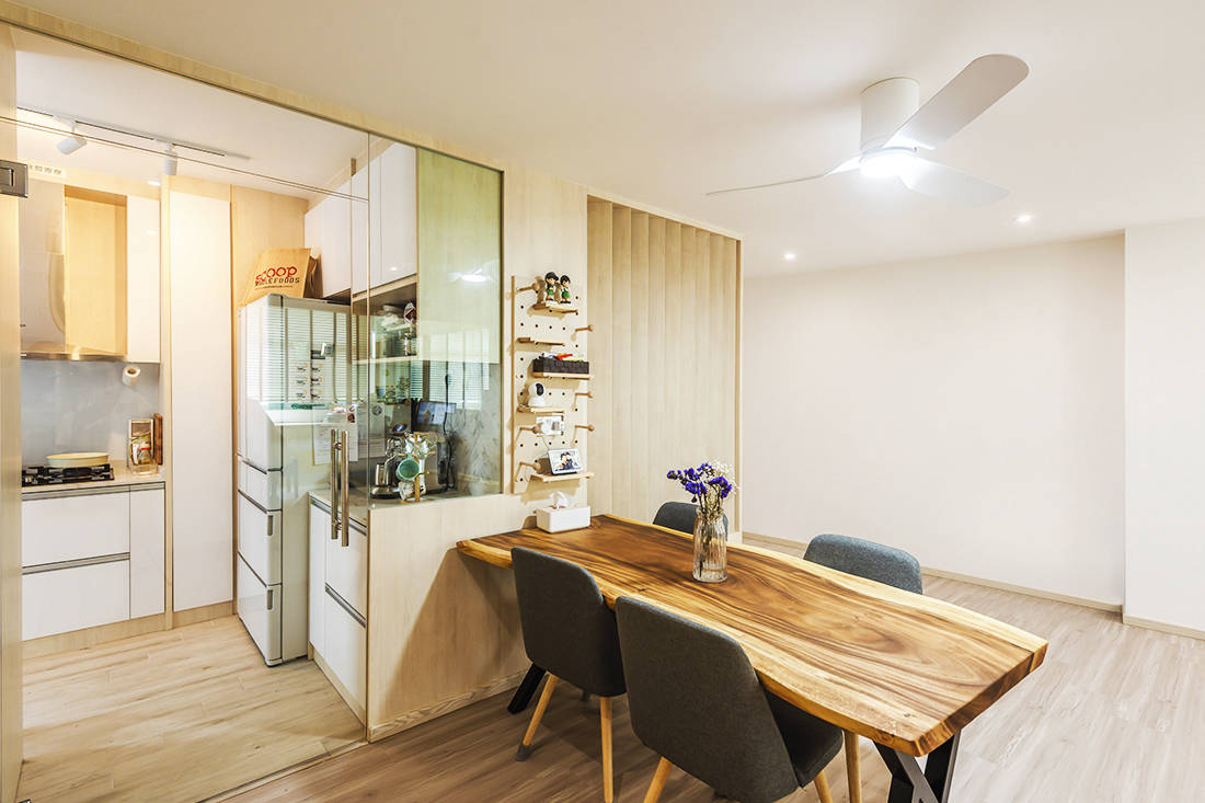 An old resale flat now airy and bright following a complete remodel