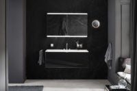 EVO Black Illuminated Mirror Cabinet emco Bad