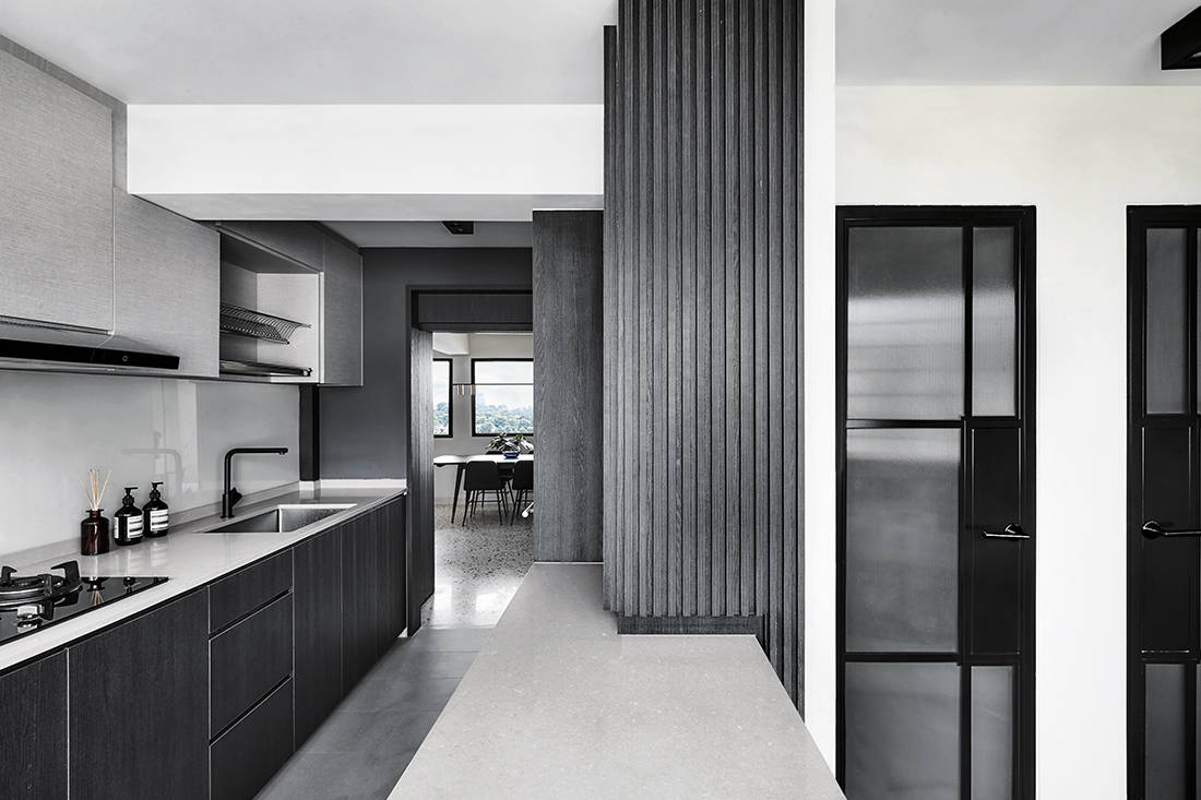 Minimalist, monochrome living with a terrazzo twist