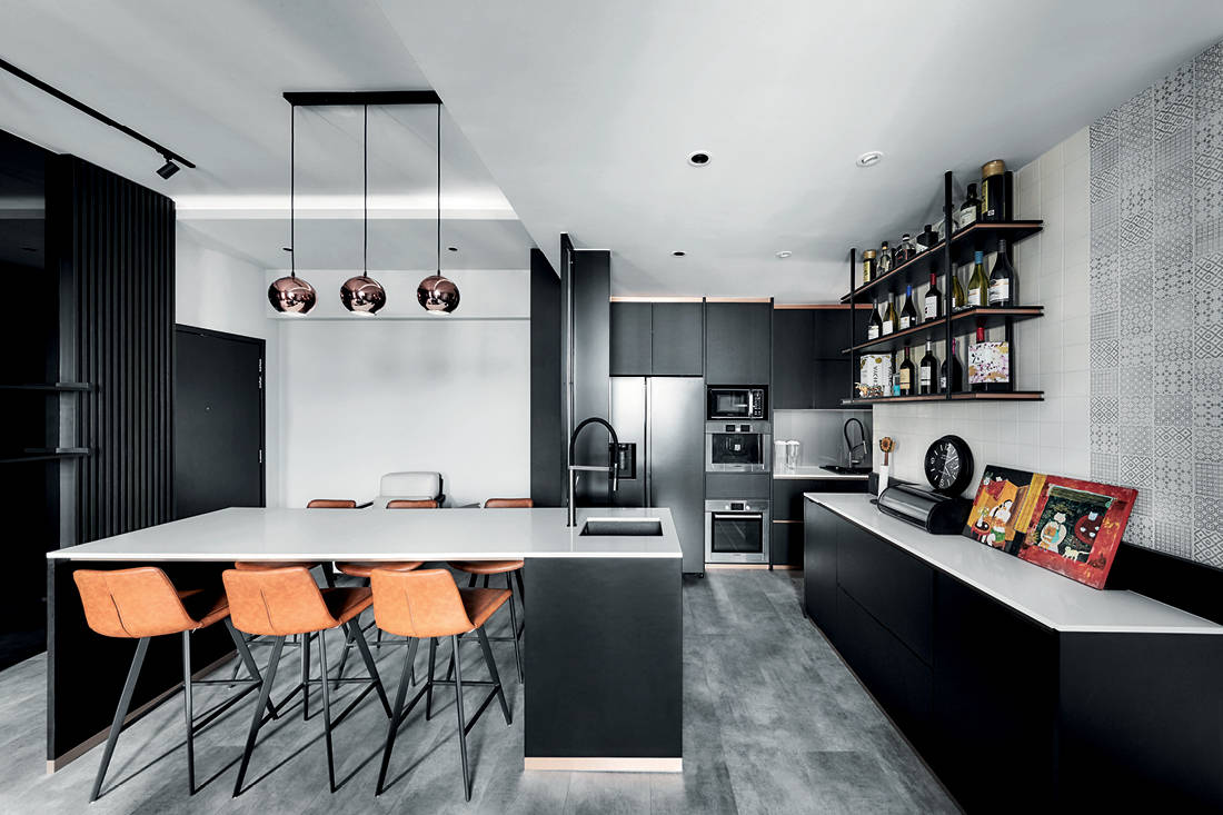 This chic penthouse in monochrome is made for family life