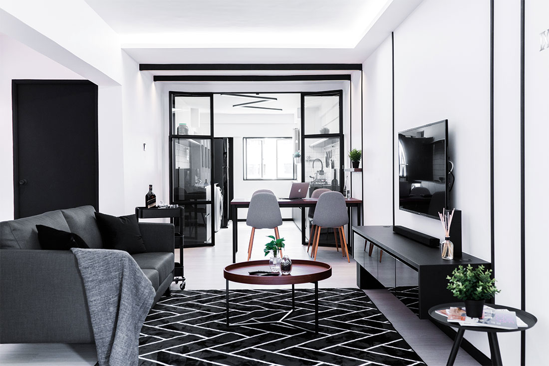 Old resale flat now ultra chic in black and white