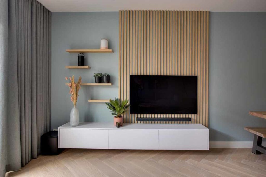 tv feature wall design ideas accent wall tv blend decor built in cladding wallpaper paint